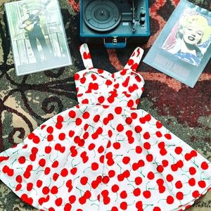 Retro Cherry 🍒 Print Dress